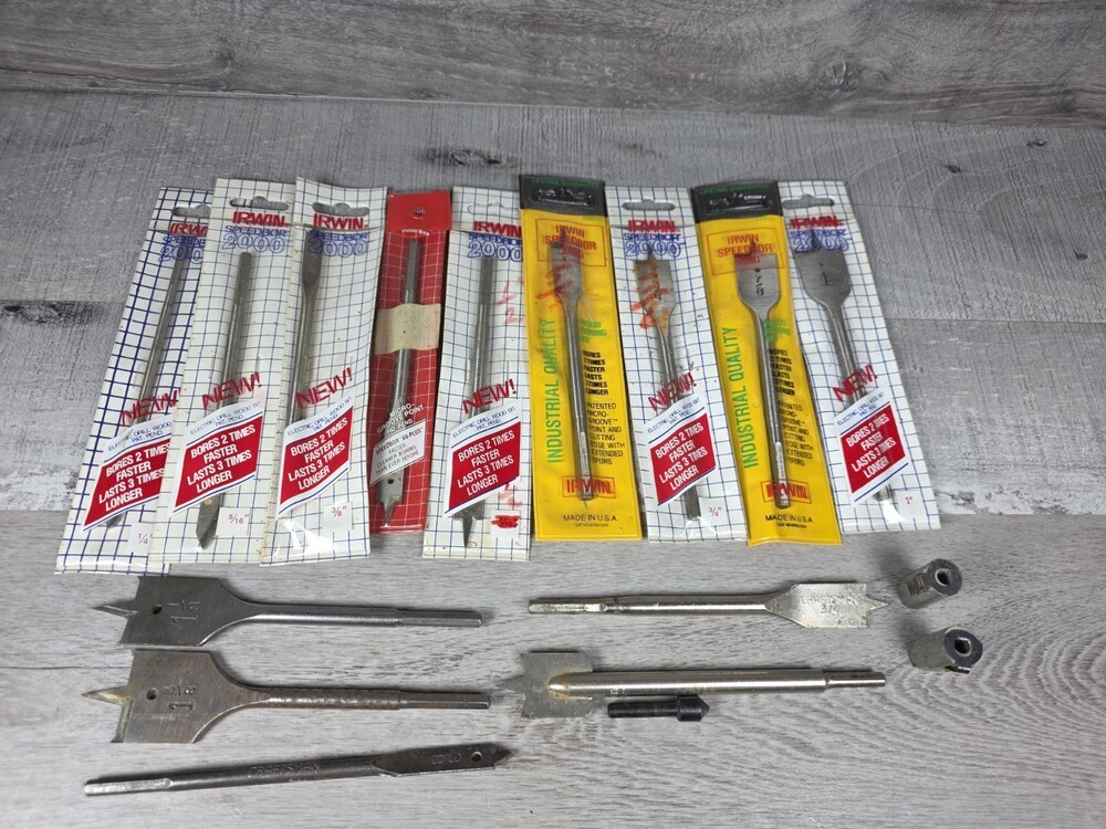 Vintage Irwin Speedbor 2000 Set of 9 Wood Boring Bits USA Drill Bit b296
